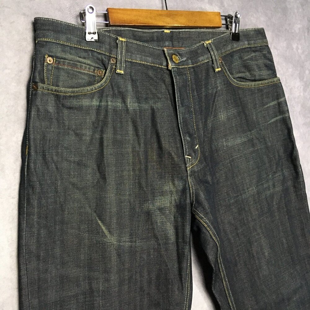 Banana Republic Men Straight Leg Blue Jeans size 36x32 Raw Look Denim Button Fly - Picture 10 of 16